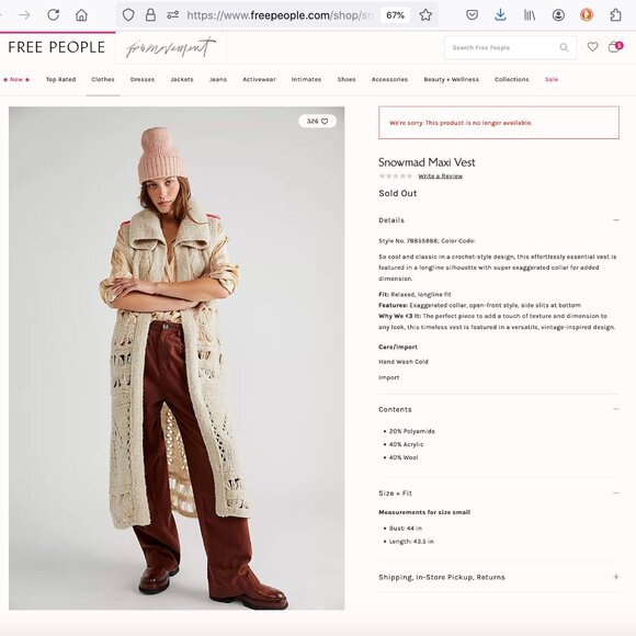 Rare Free People Snowmad Maxi Vest Sz S - Picture 8 of 9